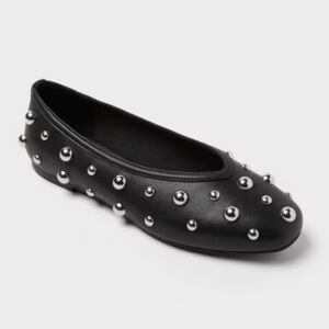 Black Studded Women's Ballet Flats w/ Memory Foam inside 7.5